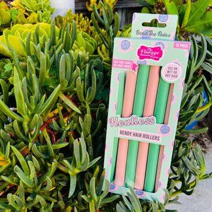 Heatless Bendy Hair Rollers Curlers Waver 12 pc, Pink/Green